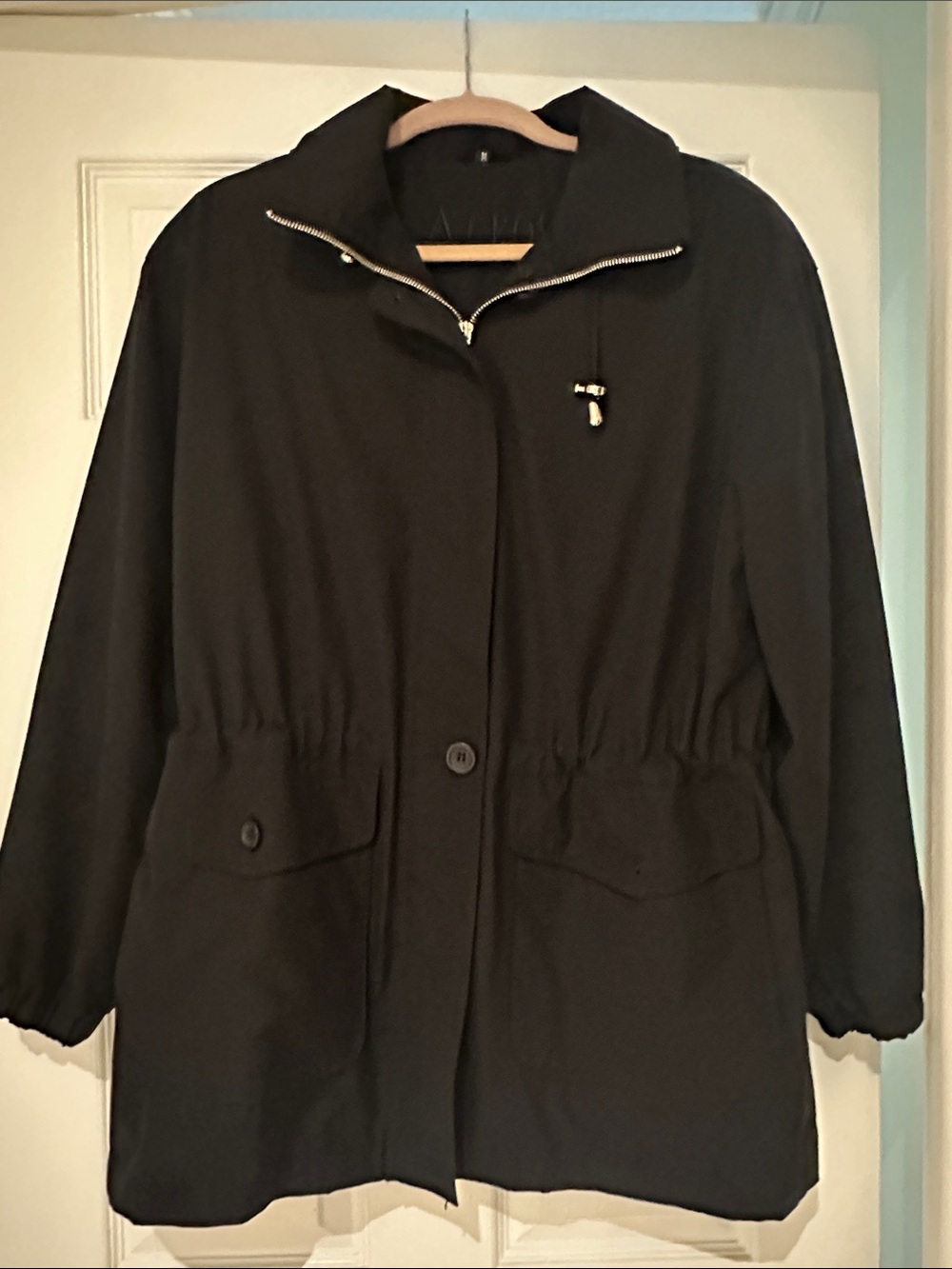 Women's Aeros Black Utility Jacket with Zip Collar and Buttoned Pockets